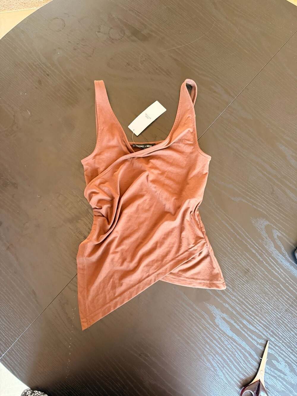 Silence + Noise Brown Asymmetrical Hem Tank Top